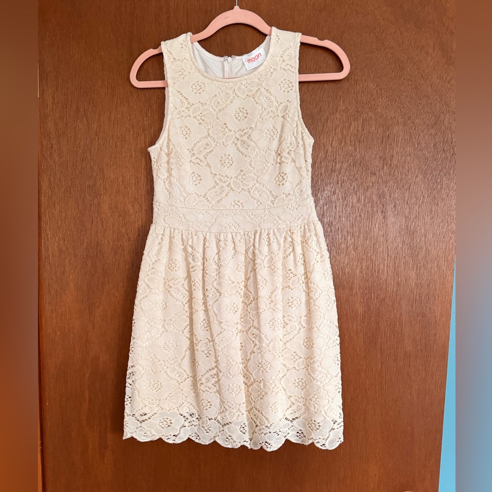 Moon Collection Cream Lace Mini Dress